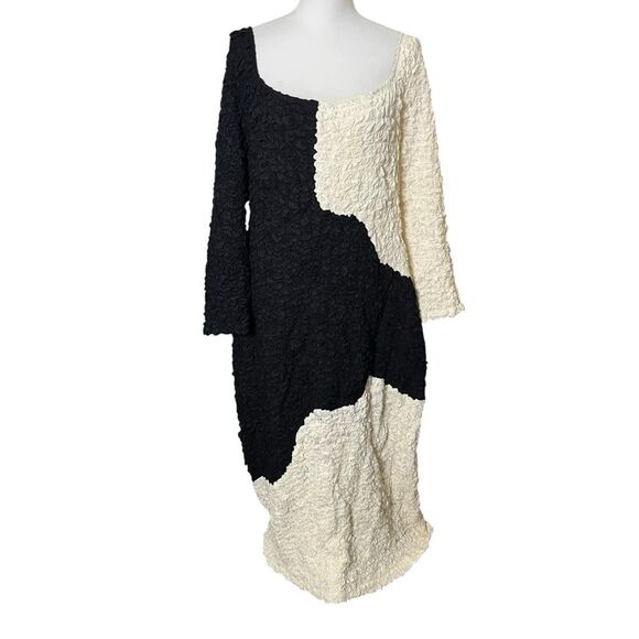 Mara Hoffman Amy Midi Dress Women’s Size 3X Black White Bodycon Textured Chic - Picture 3 of 8